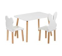 PlayPals Furniture tavolo per bambini con 2 sedie 50 x 70 x 47 cm arredo camera bambini, tavolo bimbi con sedie legno, tavolo gioco bambini baby, bianco