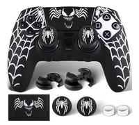 PlayRealm 1 x cover adesiva in silicone e 2 impugnature di estensione per controller PS5 Edge Elite Venom Web