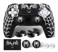 PlayRealm 1 x cover adesiva in silicone e 2 impugnature di estensione per controller PS5 Venom Web