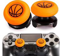 Playrealm FPS Thumbstick Grip Copri Levette Analogiche e Estensore Stampa Gomma da Cancellare Silicone Presa Copertina 2 Set per PS5 Dualsenese e controller PS4 (Pallacanestro)