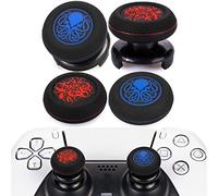 Playrealm FPS Thumbstick Grip Copri Levette Analogiche e Estensore Stampa Gomma da Cancellare Silicone Presa Copertina 4 Set per PS5 Dualsenese e controller PS4 (Cthulhu Blu+Tentacoli Fantasma)
