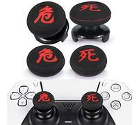 Playrealm FPS Thumbstick Grip Copri Levette Analogiche e Estensore Stampa Gomma da Cancellare Silicone Presa Copertina 4 Set per PS5 Dualsenese e controller PS4 (Morire+Pericolo)