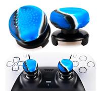 Playrealm FPS Thumbstick Grip Copri Levette Analogiche e Estensore Stampa Gomma da Cancellare Silicone Presa Copertina 2 Set per PS5 Dualsenese e controller PS4 (Blu Mimetico)
