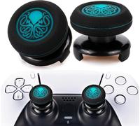 Playrealm FPS Thumbstick Grip Copri Levette Analogiche e Estensore Stampa Gomma da Cancellare Silicone Presa Copertina 2 Set per PS5 Dualsenese e controller PS4 (Cthulhu Abisso Blu)