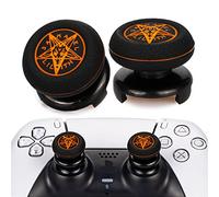 Playrealm FPS Thumbstick Grip Copri Levette Analogiche e Estensore Stampa Gomma da Cancellare Silicone Presa Copertina 2 Set per PS5 Dualsenese e controller PS4 (Demon Orange)