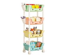 Playroom Organization and Storage - Multi-Tier Rack, Rolling Shelf Unit, Toy Bin Station | Organizer per Drawer Removable Kid-Safe Storage System for Nursery Children Bedroom Playroom