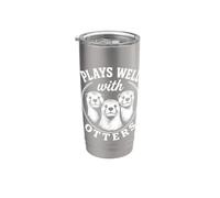 Plays Well With Otters Divertente Otter Lover Wildlife Design Bicchiere termico in acciaio inox doppia parete