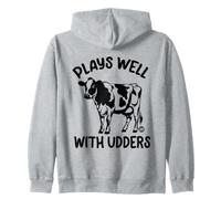 Plays Well with Udders Cow Felpa con Cappuccio