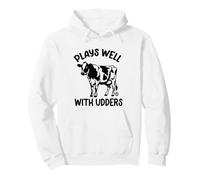 Plays Well with Udders Cow Felpa con Cappuccio