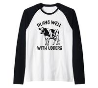 Plays Well with Udders Cow Maglia con Maniche Raglan