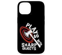 Plays With Sharp Objects Funny Axe Throwing Lover Custodia per iPhone 14