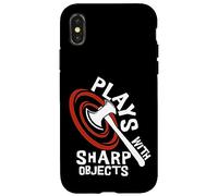 Plays With Sharp Objects Funny Axe Throwing Lover Custodia per iPhone X/XS