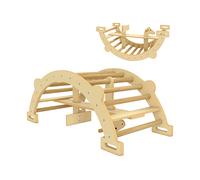 AIYAPLAY Arco Montessori in Legno per Bambini 2-4 Anni Convertibile in Dondolo 110x52x45 cm, color Legno Aosom Italy
