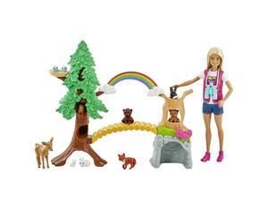 Playset BARBIE NELLA NATURA con 10 CUCCIOLI Binocolo ARCOBALENO Mattel GTN60