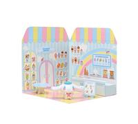 Playset Cinnamoroll Ice Cream Parlour 40+ Stickers and 6 cm Figurine | 3D Casa Ristorante Adesivi Riutilizzabili | Kawaii Foodcourt Sticker House | Comansi