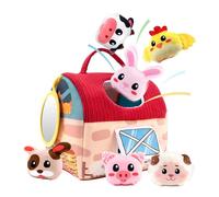Playset di fattoria - Playset di animali da fattoria | Fattoria bambino | Simpatico animale peluche Set Play Gioco | Gioco di giocattoli per operatori di casa fienile con specchio