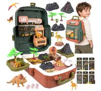 playset dinosauri giocattolo jurassico con zaino valigetta e accessori gioco