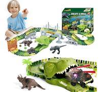 Playset Pista Macchinine Flessibili Parco dei Dinosauri Gioco con T-Rez 144 Pz