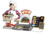 BAKAJI Playset Pizzeria con Registratore di Cassa, Pos e Forno per Pizza, Giochi di Imitazione Ristorante per Bambini con Tantissimi Accessori Realistici, Giocattoli di Ruolo Educativi