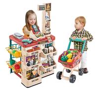 Playset Supermercato Giocattolo Bambini con Carrello Spesa e Registratore Cassa