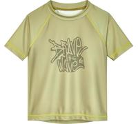 Playshoes Camicia da Nuoto Unisex per Bambini, Modello Rash-Guard, Modello Olive Wave, 122-128