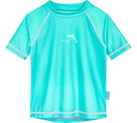 Playshoes Camicia da Nuoto Unisex per Bambini Rash Guard Shirt, Turchese Shark, 110-116