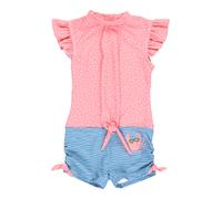 Playshoes Costume intero Protezione UV Bambini Unisex blu pastello/rosa antico/bianco Taglia 110-116