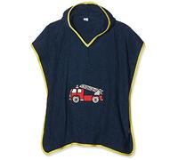 Playshoes Poncho in spugna per bambini, Asciugamano da accappatoio Unisex - Bambini e ragazzi, Vigili del fuoco, L (ab ca. 4 Jahre)