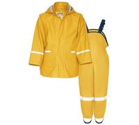 Playshoes Regen-Set Regenlatzhose Tuta Antipioggia, Basic Giallo, 128 (Pacco da 2) Unisex-Bambini e Ragazzi