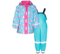 Playshoes Regen-Set Regenlatzhose Tuta Antipioggia, Gufo Turchese, 104 (Pacco da 2) Unisex-Bambini e Ragazzi