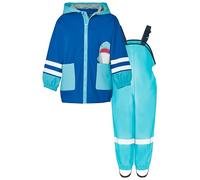 Playshoes Regen-Set Regenlatzhose Tuta Antipioggia, Squalo Turchese, 116 (Pacco da 2) Unisex-Bambini e Ragazzi