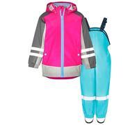 Playshoes Regenanzug Tuta Antipioggia, Rosa Turchese 3 in 1, 86 (Pacco da 2) Unisex-Bambini e Ragazzi