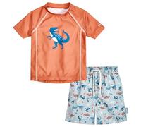 Playshoes Set Rash Guard Dino Orange 110-116 da Ragazzo in Due Pezzi
