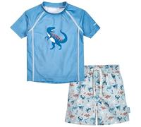 Playshoes Set Rash Guard in Due Pezzi per Ragazzi, Dino Light Blue, 134-140
