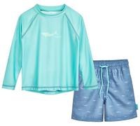 Playshoes Set Rash Guard Lungo da Ragazzo, in Due Pezzi, Manica Lunga Shark Turquoise, 86-92