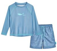 Playshoes Set Rash Guard Lungo in Due Pezzi per Ragazzi, Manica Lunga Shark Blue, 158 cm-164 cm