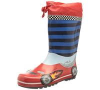Playshoes Stivali Di Gomma Con Coulisse, Stivali Di Gomma Con Coulisse Unisex - Bambini e ragazzi, Auto Da Corsa, 28 EU