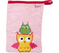 Playshoes Unisex Kinder Frottee-Waschhandschuh, Guanto da bagno Unisex - Bambini e ragazzi, Rosa (14 - Rosa Eule), 15x20 cm