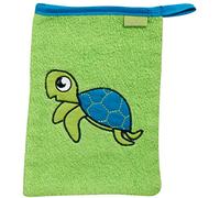 Playshoes Unisex Kinder Frottee-Waschhandschuh, Guanto da bagno Unisex - Bambini e ragazzi, Verde (29 - Grün Schildkröte), 15x20 cm