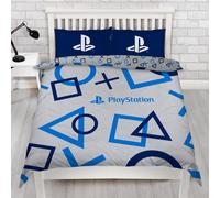 PLAYSTATION Doppio Set da Letto Blu Logo Bottoni Gamer Fronte-Retro Copripiumino
