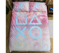 PLAYSTATION Set Copripiumino Doppio Marmo Geometrico Letto Lino Gamer