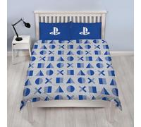 PLAYSTATION Set Copripiumino Doppio Gioco Ventole 2-in-1 Disegni Blu/Grigio