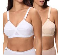 Playtex Confezione da 2 Reggiseni Senza Ferretto Classici Criss Cross Donna x2, Bianco/Beige, 44/8C