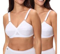 Playtex Confezione da 2 Reggiseni Senza Ferretto Classici Criss Cross Donna x2, Bianco/Bianco, 36/4B