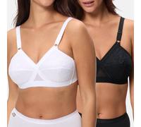Playtex Confezione da 2 Reggiseni Senza Ferretto Classici Criss Cross Donna x2, Bianco/Nero, 36/4C
