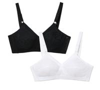 Playtex Confezione da 2 Reggiseni Senza Ferretto Classici Criss Cross Donna x2, Bianco/Nero, 42/7E