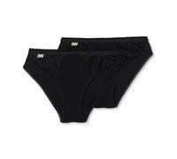 Playtex Slip Mini Cotone & Pizzo Donna x2, Nero, 6/XXL