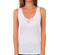 Playtex T-Shirt Canotta con Scollo a V 100% Cotone Cotton Feminine Donna x1, Bianco, 5/XL