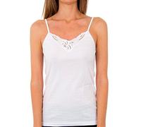 Playtex T-Shirt Canotta Spallina Spaghetti con Scollo a V in 100% Cotone Donna x1, Bianco (White), S