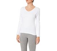 Playtex T-Shirt Scollo a V Thermic 100% Cotone Manica Lunga Thermal Natural Donna x1, Bianco (White), S